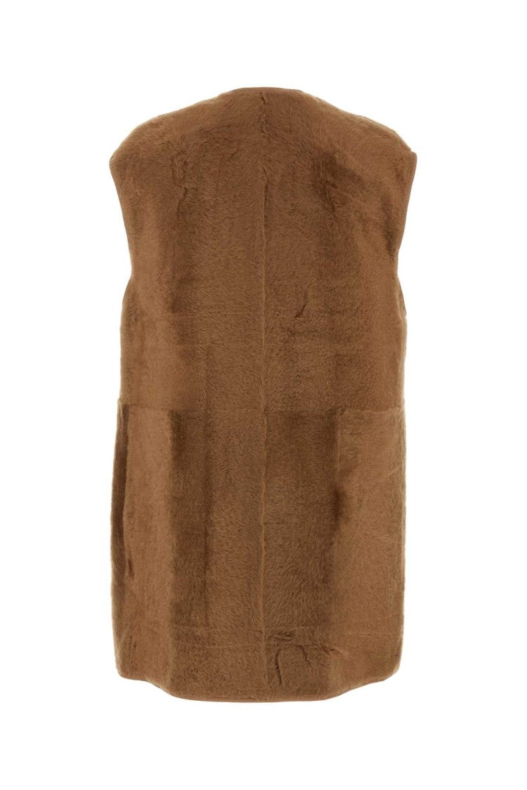 Max Mara Biscuit Shearling Effige Sleeveless Coat