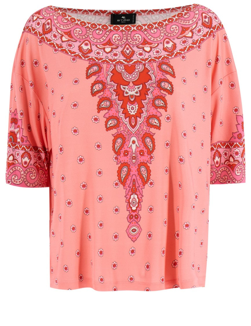 Etro Paisley Print Boat Neck Sweater