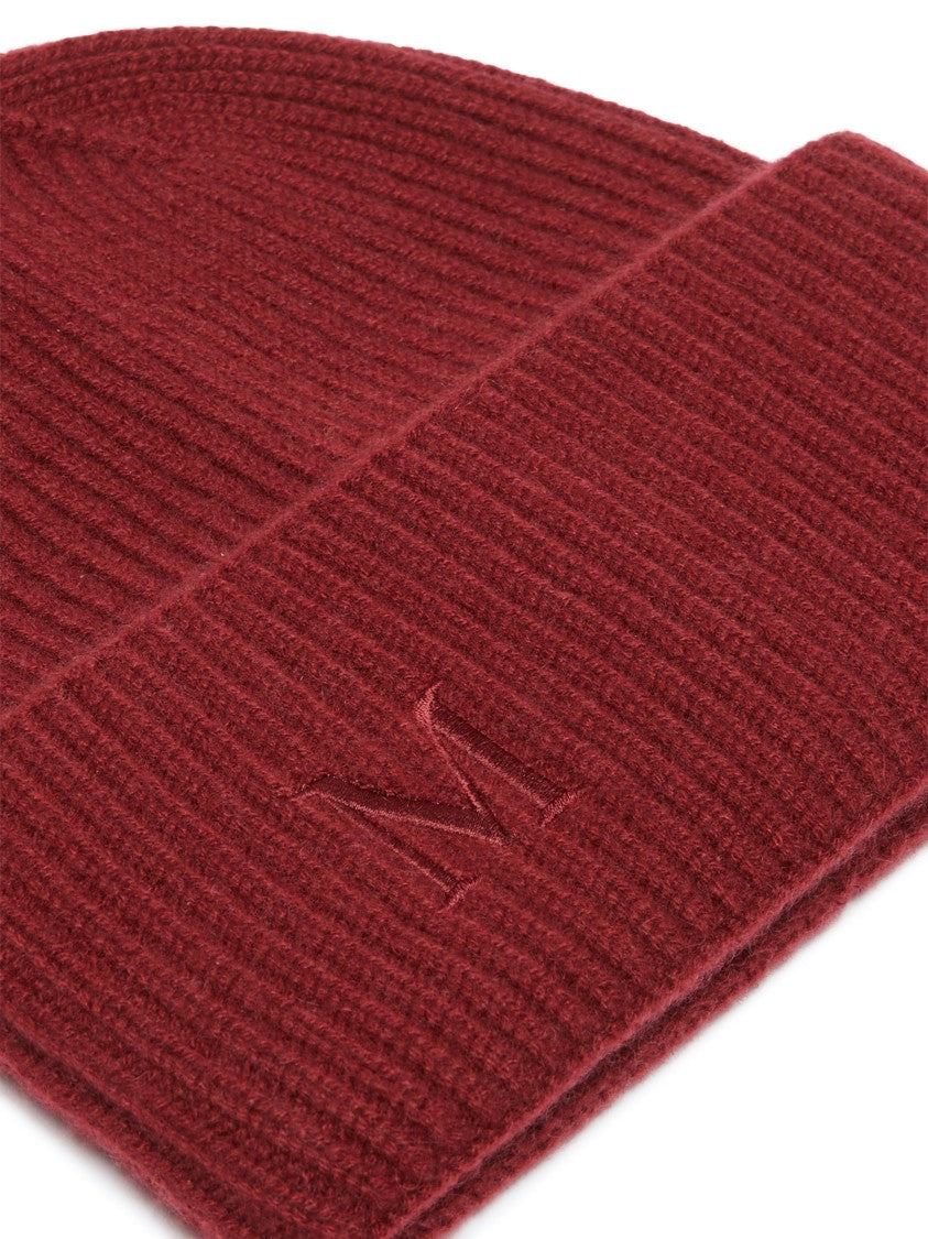 Max Mara Ribbed Cashmere Beanie With Embroidered Detail