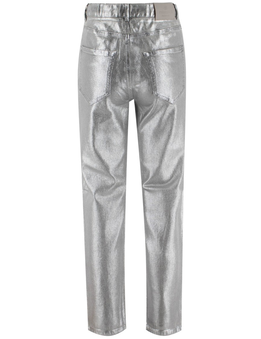 Panicale Laminated Cotton Jeans With Drawstring Waist