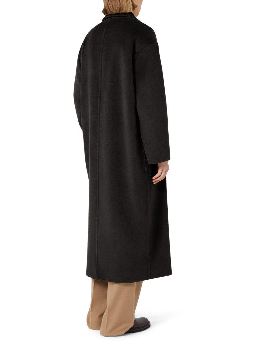 Max Mara Black Dropped Shoulders Long Coat