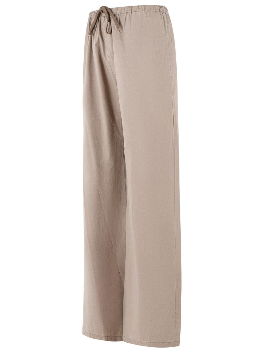 Mm6 By Maison Margiela Numeric Embroidered Cotton Wide-Leg Pants - Beige