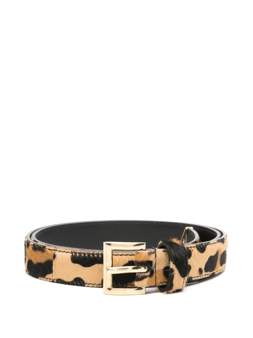 Prada Leopard Print Belt With Gold-Tone Buckle