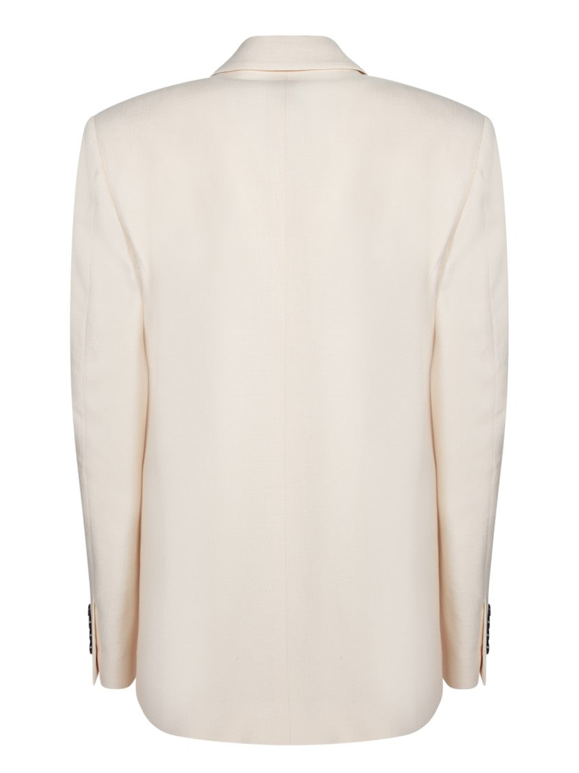Msgm Tailored White Jacket With Single Button Closure