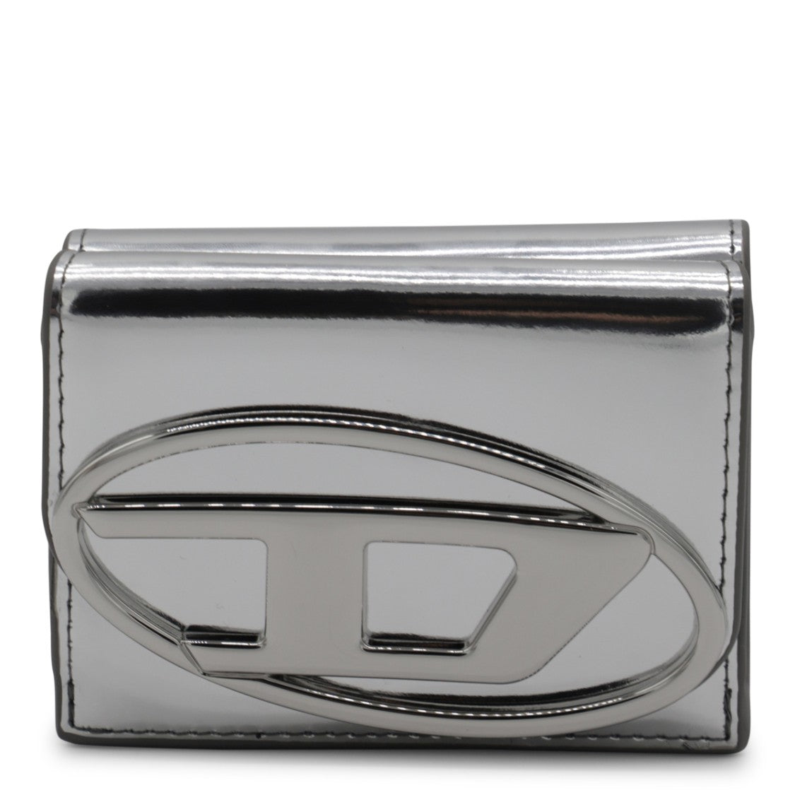 Diesel Silver Leather Tri-Fold Wallet