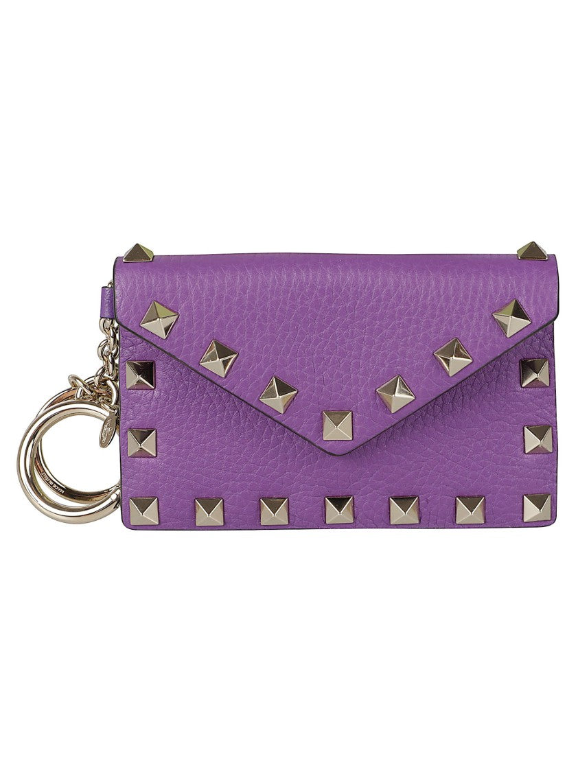 Valentino Garavani Rectangular Calf Leather Accessory With Pyramid Studs