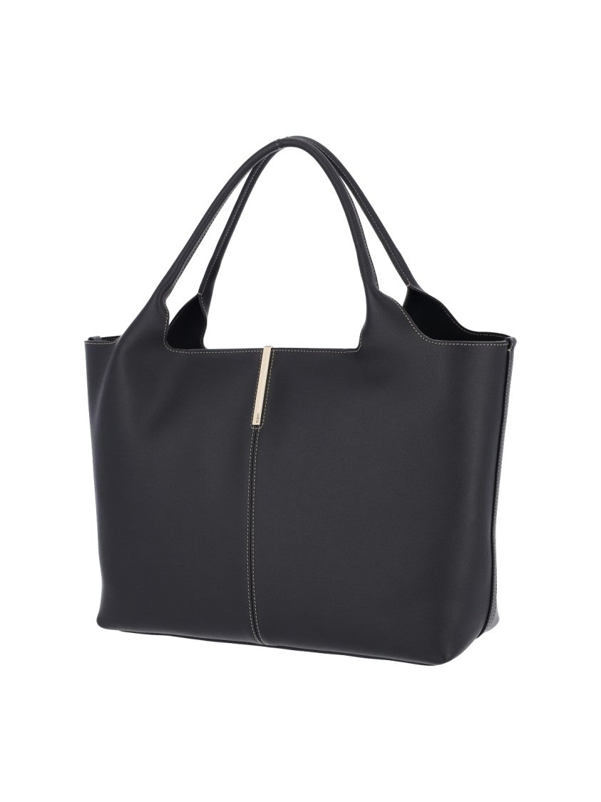 Tod's Black Calfskin Medium Tote Bag