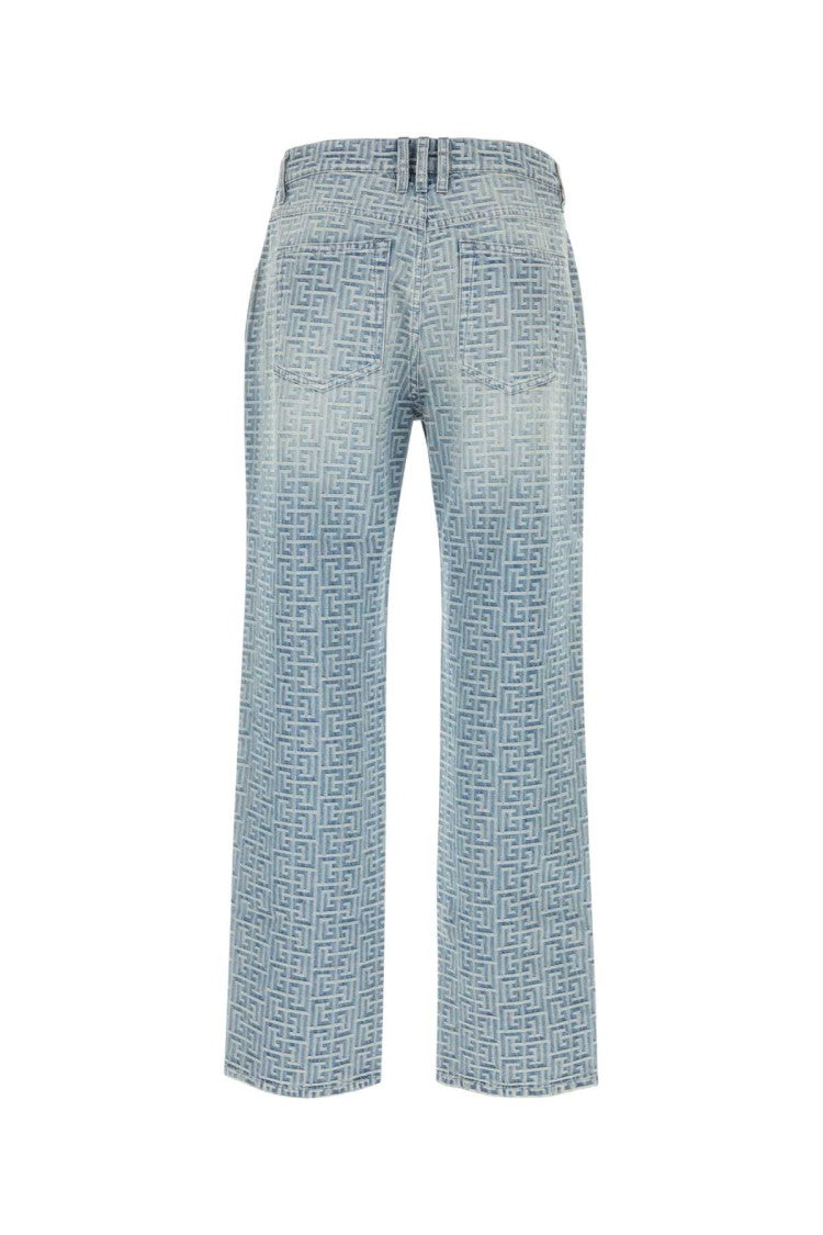 Balmain Embroidered Light Wash Denim Jeans