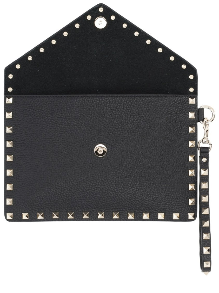 Valentino Garavani Medium Textured Leather Pouch With Rockstud Detail