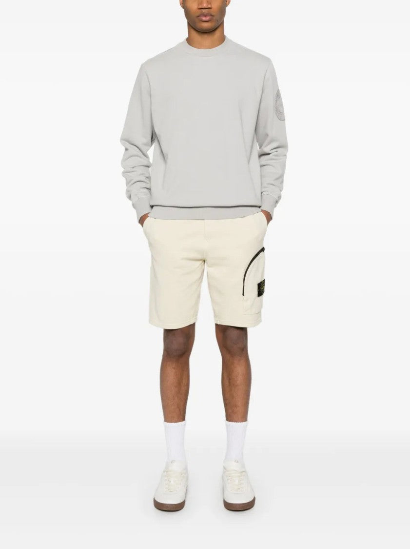 Stone Island Light Grey Cotton Fleece Sweatshirt