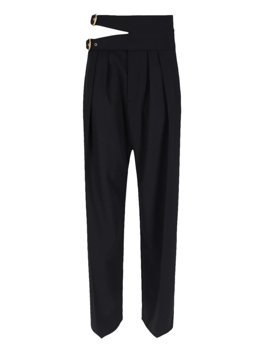 Chloé Cut-Out Trousers In Black Virgin Wool
