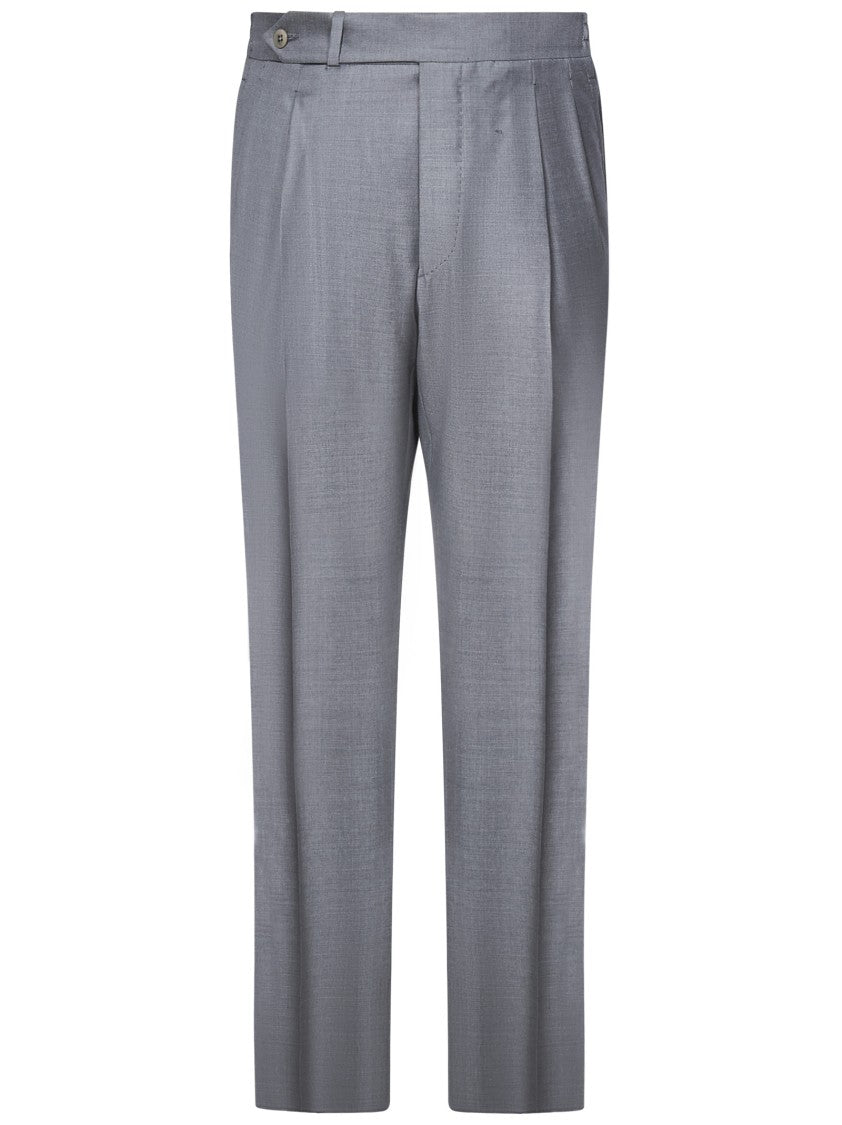 Franzese Collection Tailored Grey Trousers With Subtle Pleat