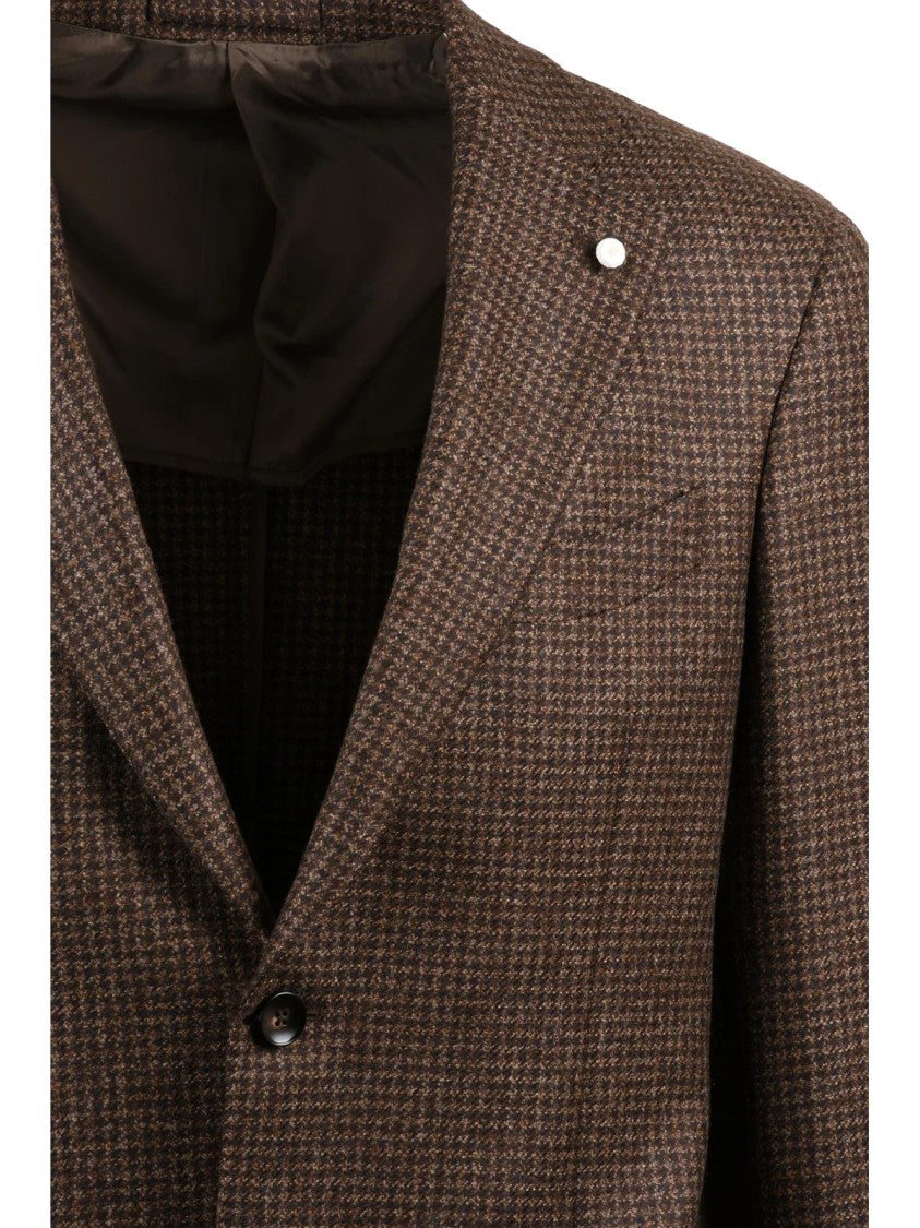 Luigi Bianchi Checkered Virgin Wool Jacket With Rounded Silhouette