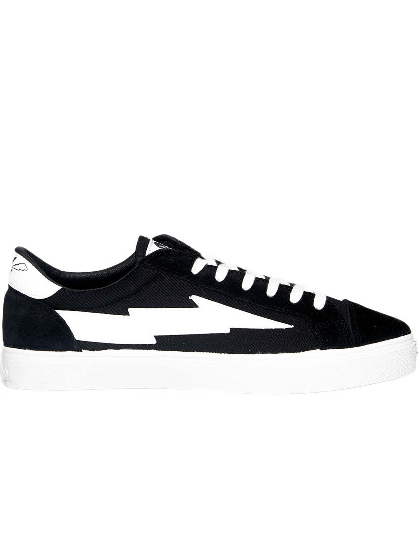 Sanyako Sneaker In Black Cotton And Suede With Box Sole