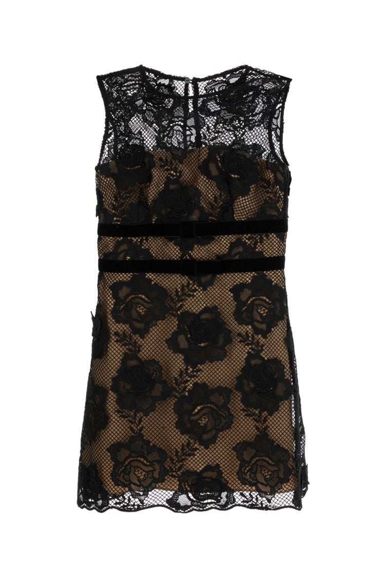Self-Portrait Fitted Mini Dress With Floral Lace Detailing