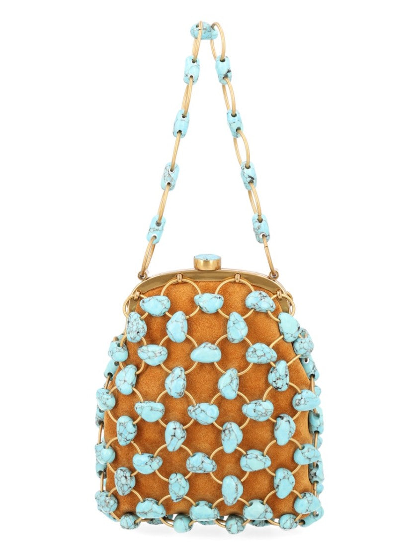 Cult Gaia Structured Handbag With Irregular Turquoise Stone Embellishments