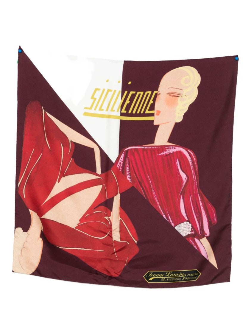 Lanvin Silk Scarf With Illustration Print