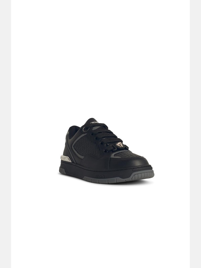 Versace 'Greca' Black Leather Blend Sneakers