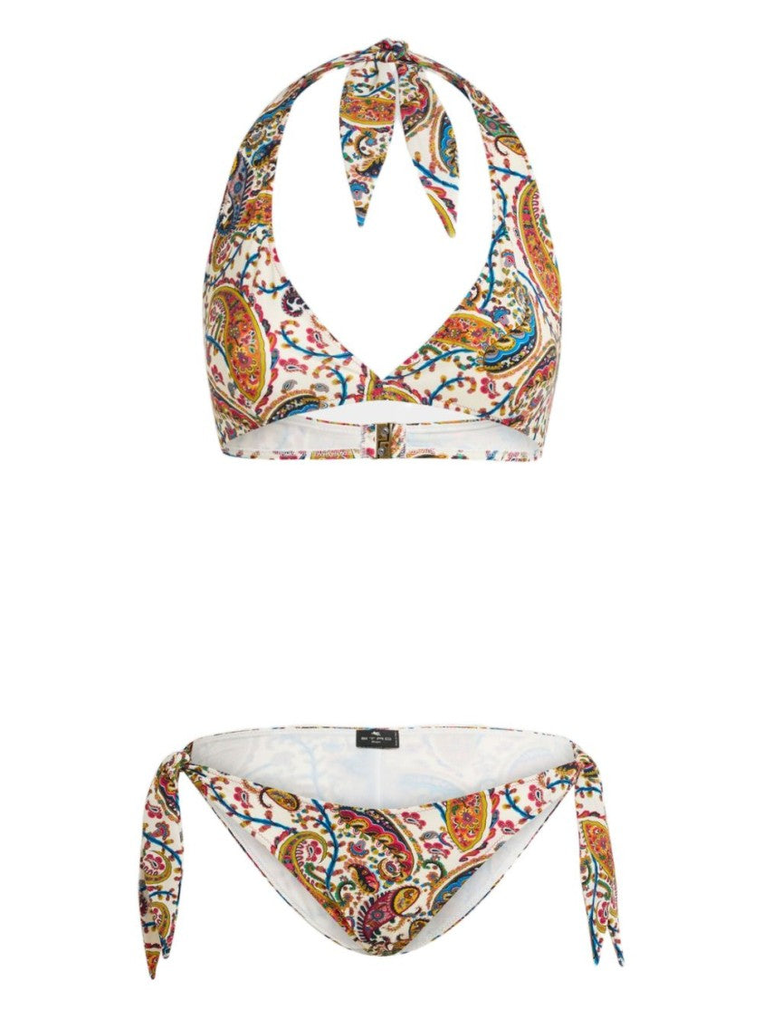 Etro Paisley-Patterned Two-Piece Bikini With Halter Neck