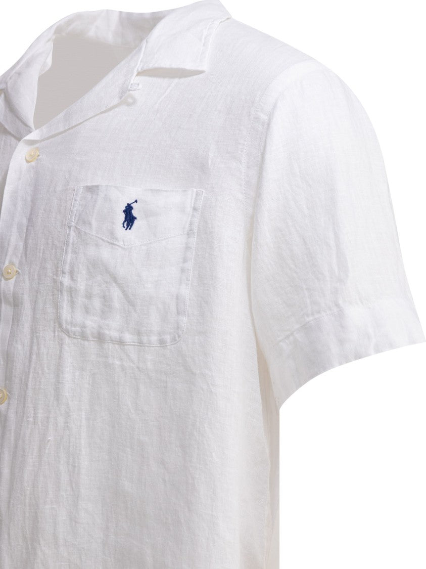 Polo Ralph Lauren Short-Sleeved Linen Button-Up Shirt With Embroidered Logo