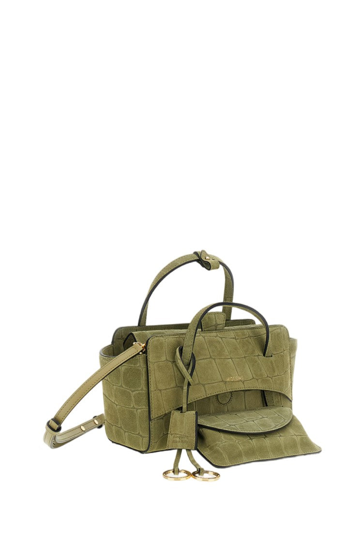 Hidesins Green Flap S Croc-Effect Leather Shoulder Bag
