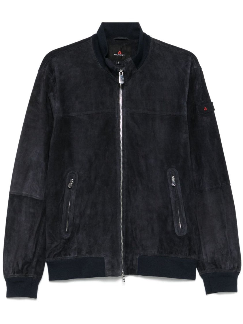 Peuterey Navy Blue Suede Bomber Jacket