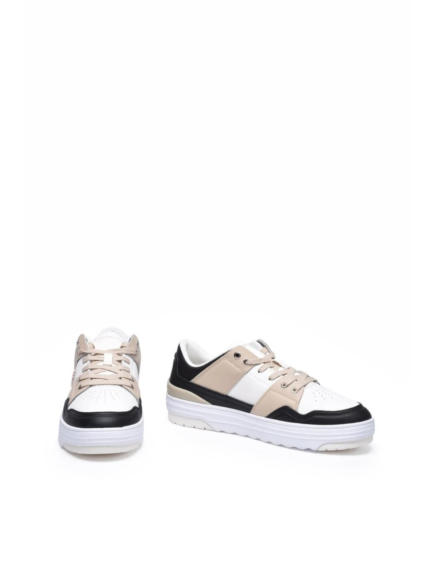 Tommy Hilfiger White Beige Classic Basket Sneakers