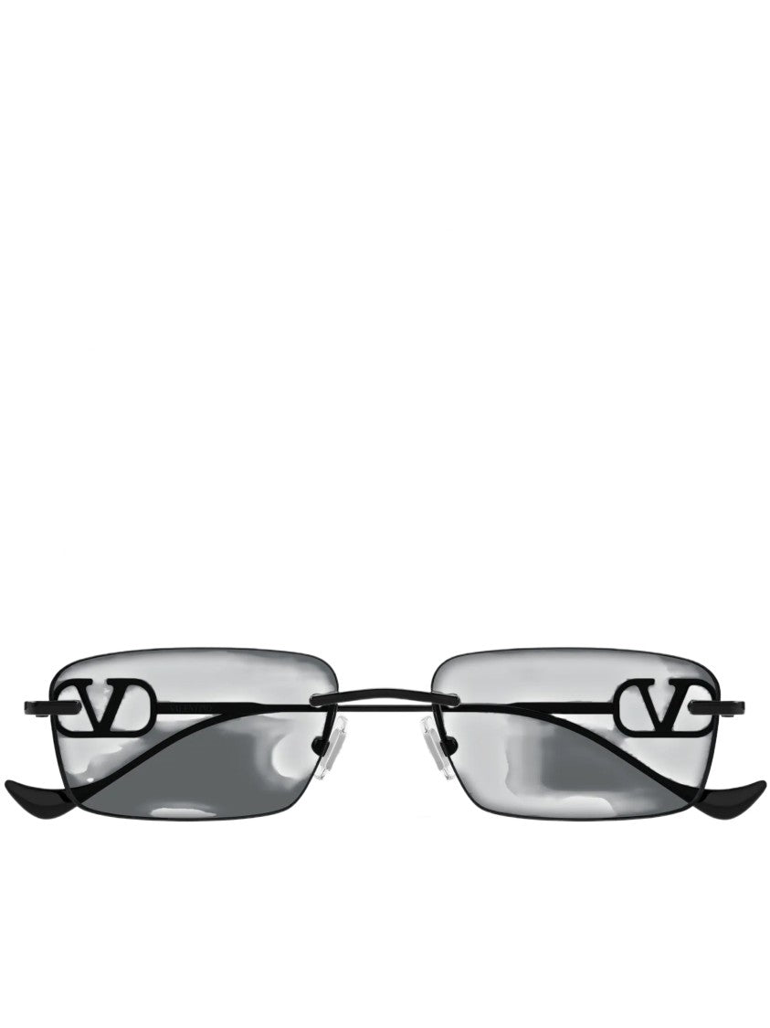 Valentino Rimless Rectangular Sunglasses With Elegant Logo Detail