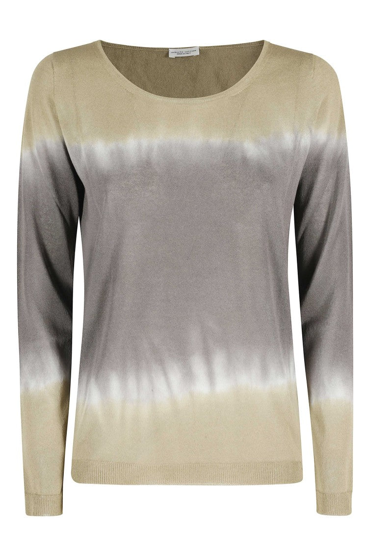 Roberto Collina Tie-Dye Ribbed Trim Viscose-Blend Crewneck Sweater