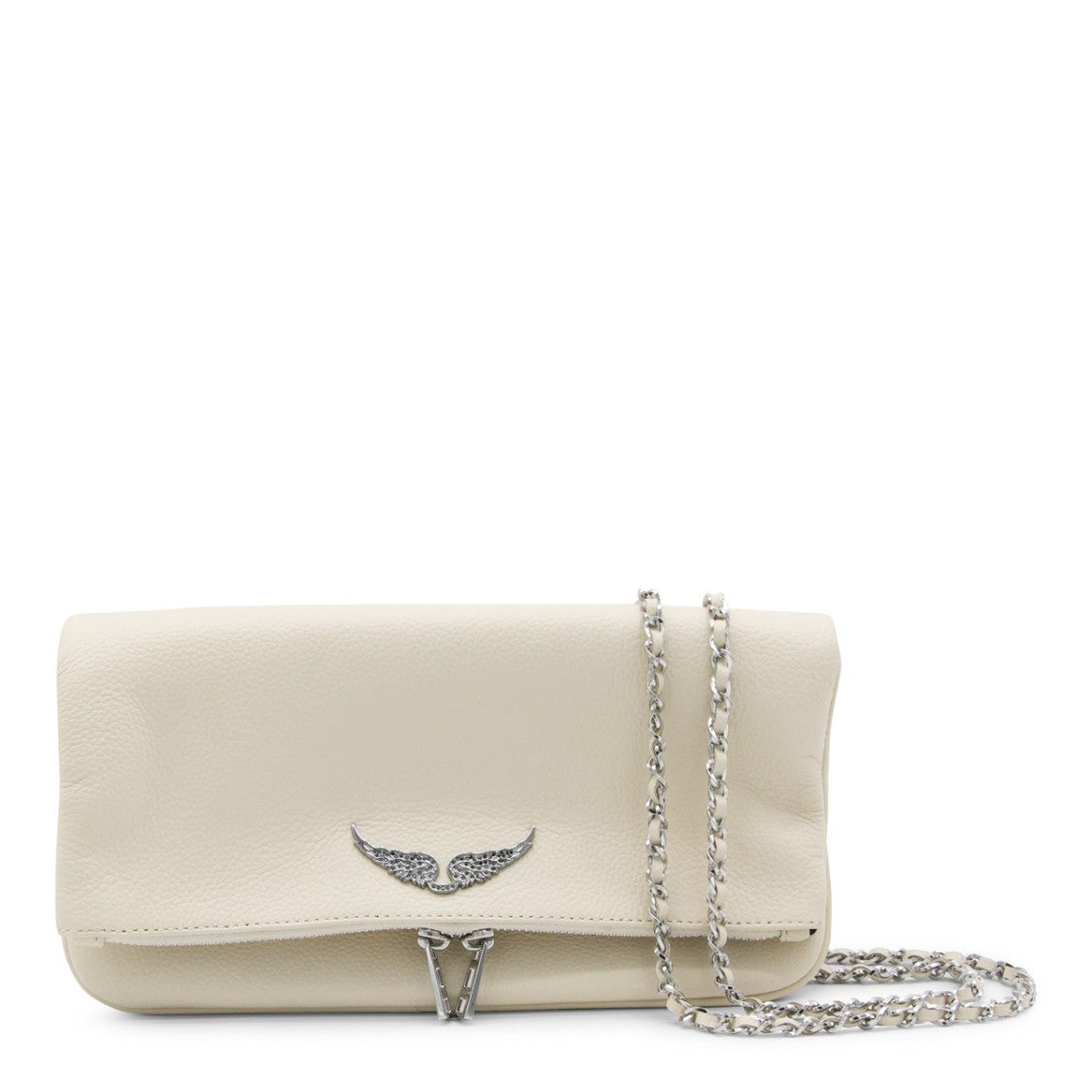 Zadig & Voltaire White Rock Grained Leather Shoulder Bag