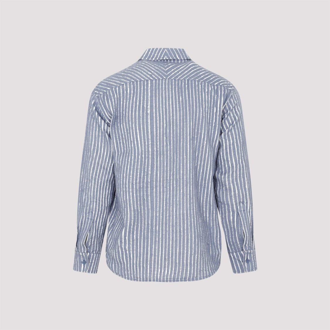 Craig Green Hand-Frayed Stripe Blue Chalk Cotton Shirt