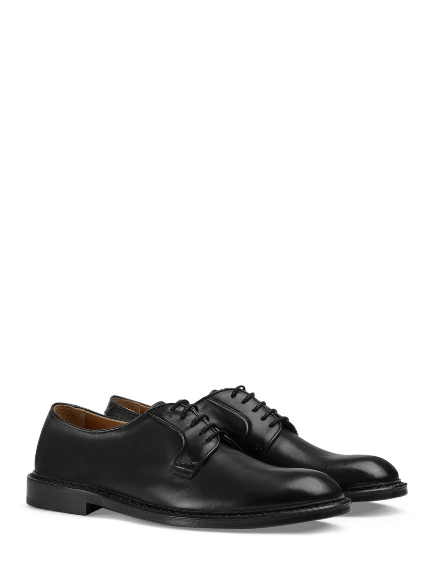 Doucal's Polished Calf Leather Derby Shoes With Lace-Up Design