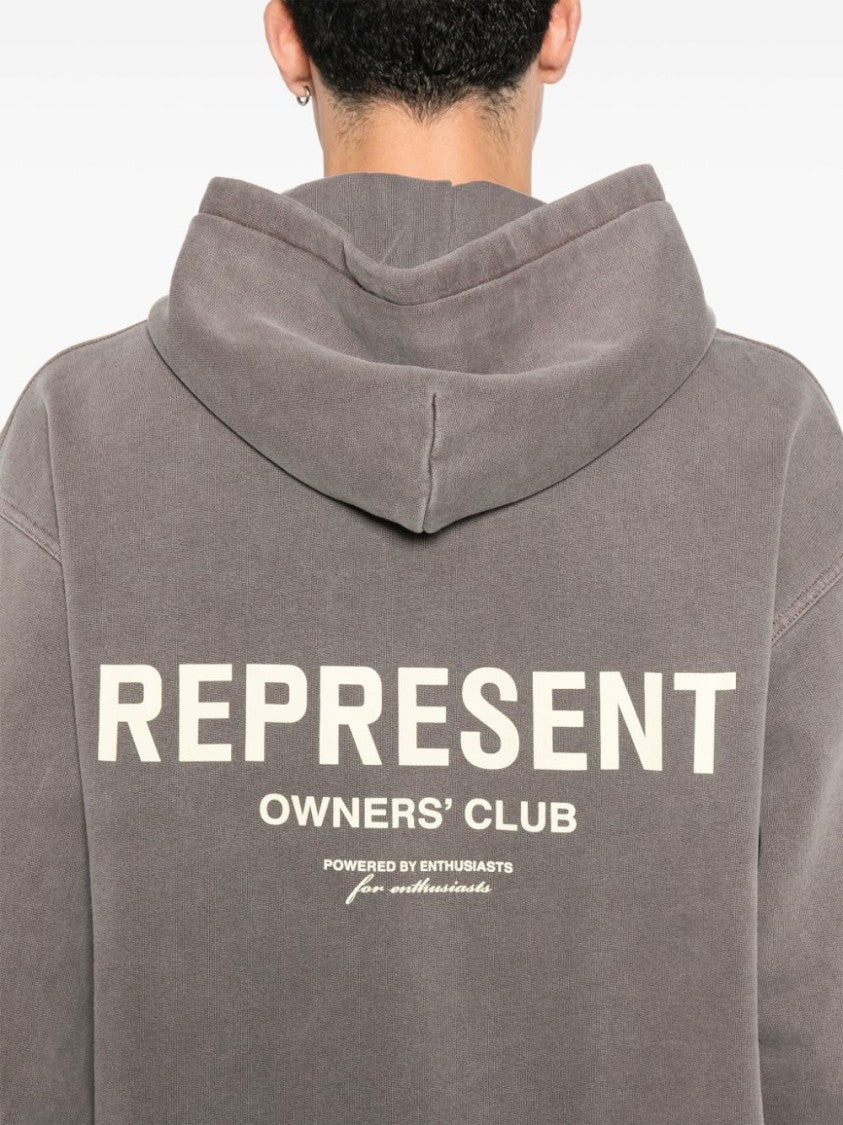 Represent Taupe Grey Cotton Hoodie