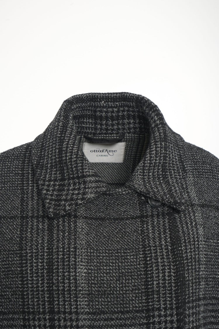 Ottod'ame Double-Breasted Oversized Checkered Coat With Wide Collar