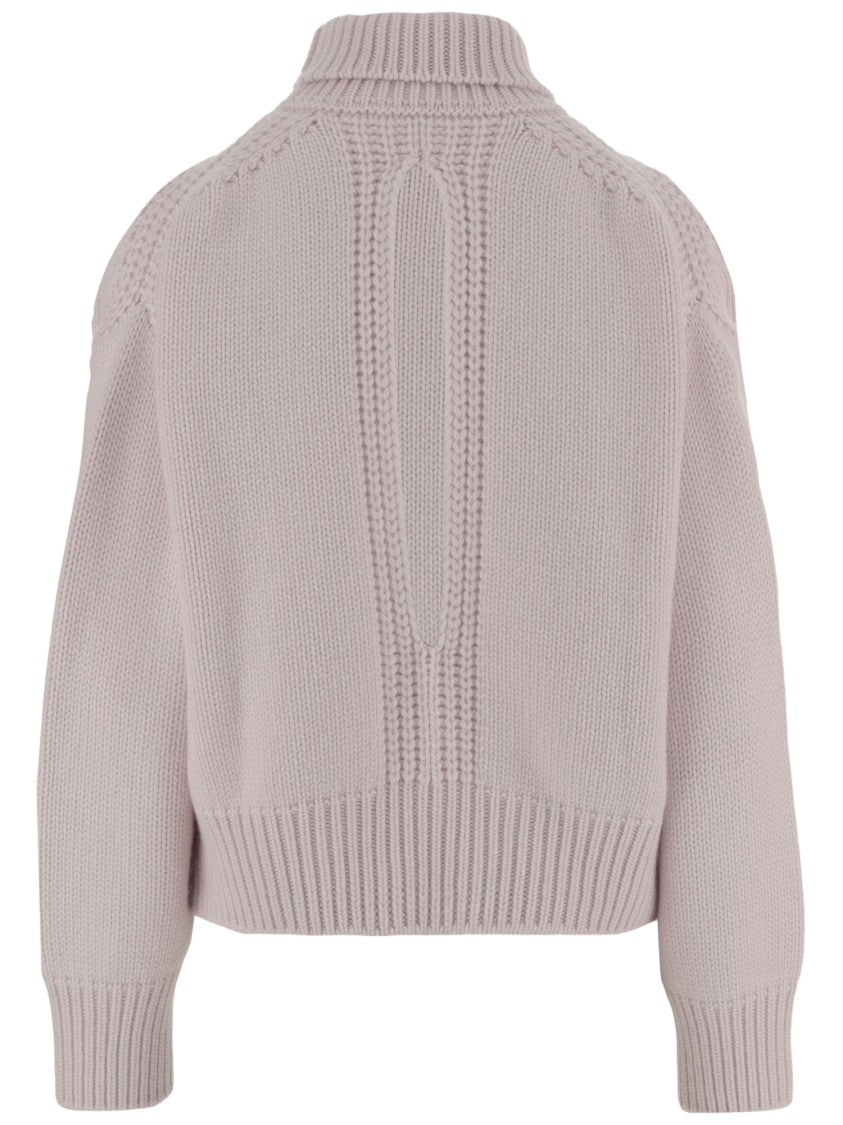 Sa Su Phi Cropped Cashmere Sweater With Vertical Knit Pattern