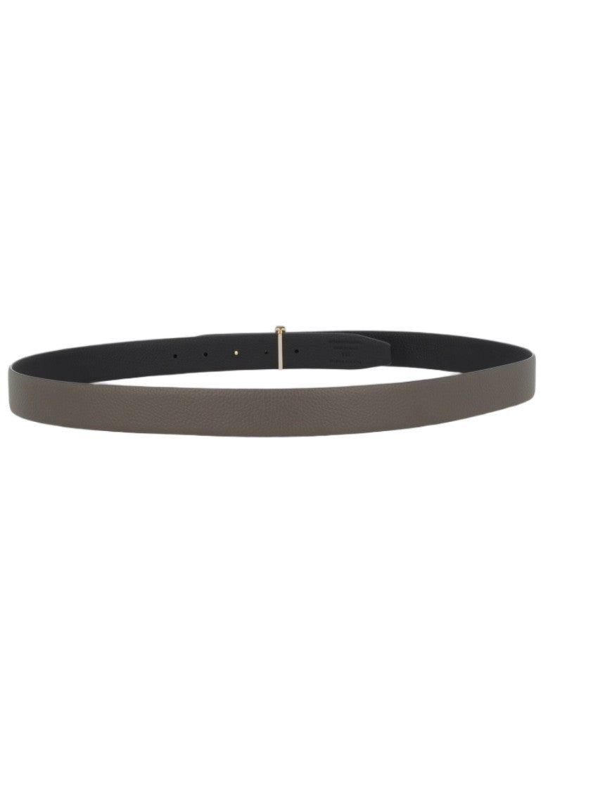 Tom Ford T Icon Textured Calf Leather T Buckle Belt