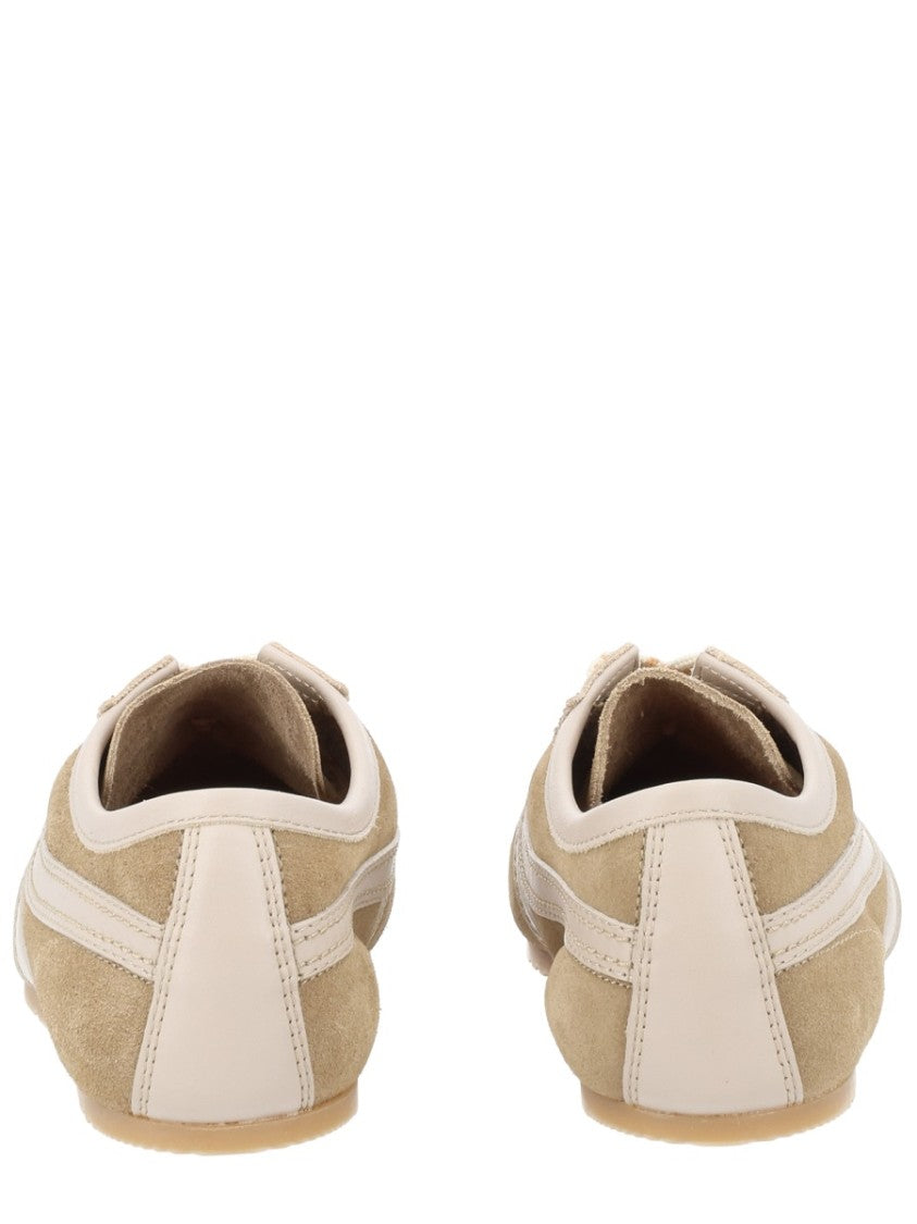 Dries Van Noten Neutrals Low-Profile Scalloped Trim Leather Sneakers