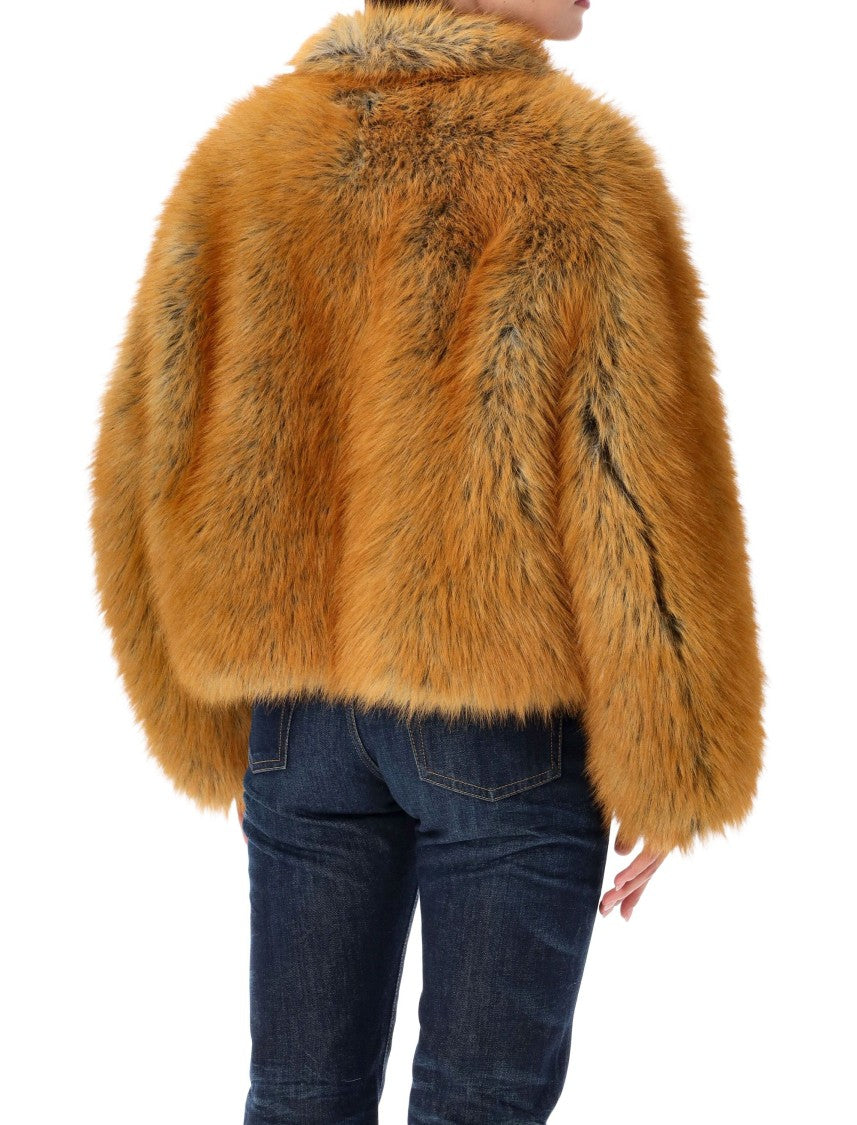 Sword Jacket Eco Faux High-Collar Cropped Faux Fur Jacket