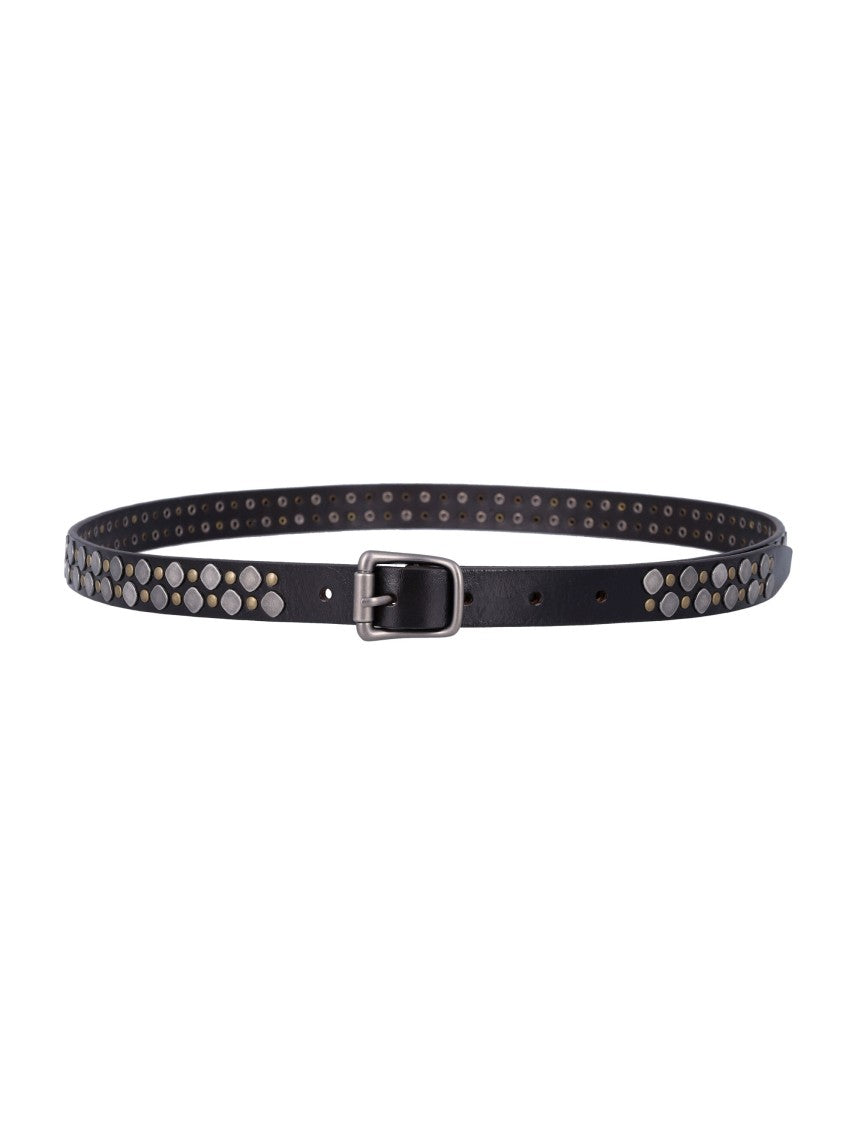 Lemaire Rio Studded Leather Belt With Matched Metal Buckle