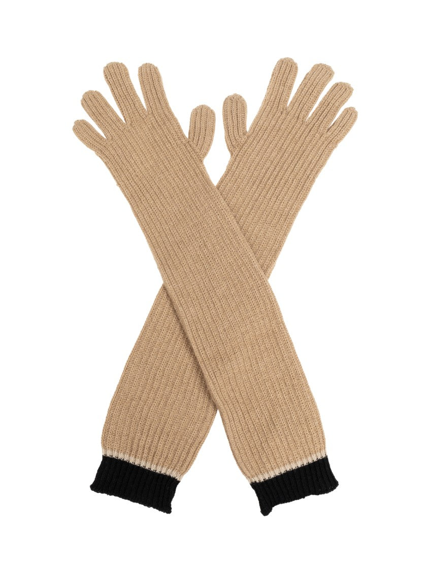 Moschino Two-Tone Ribbed Long Gloves
