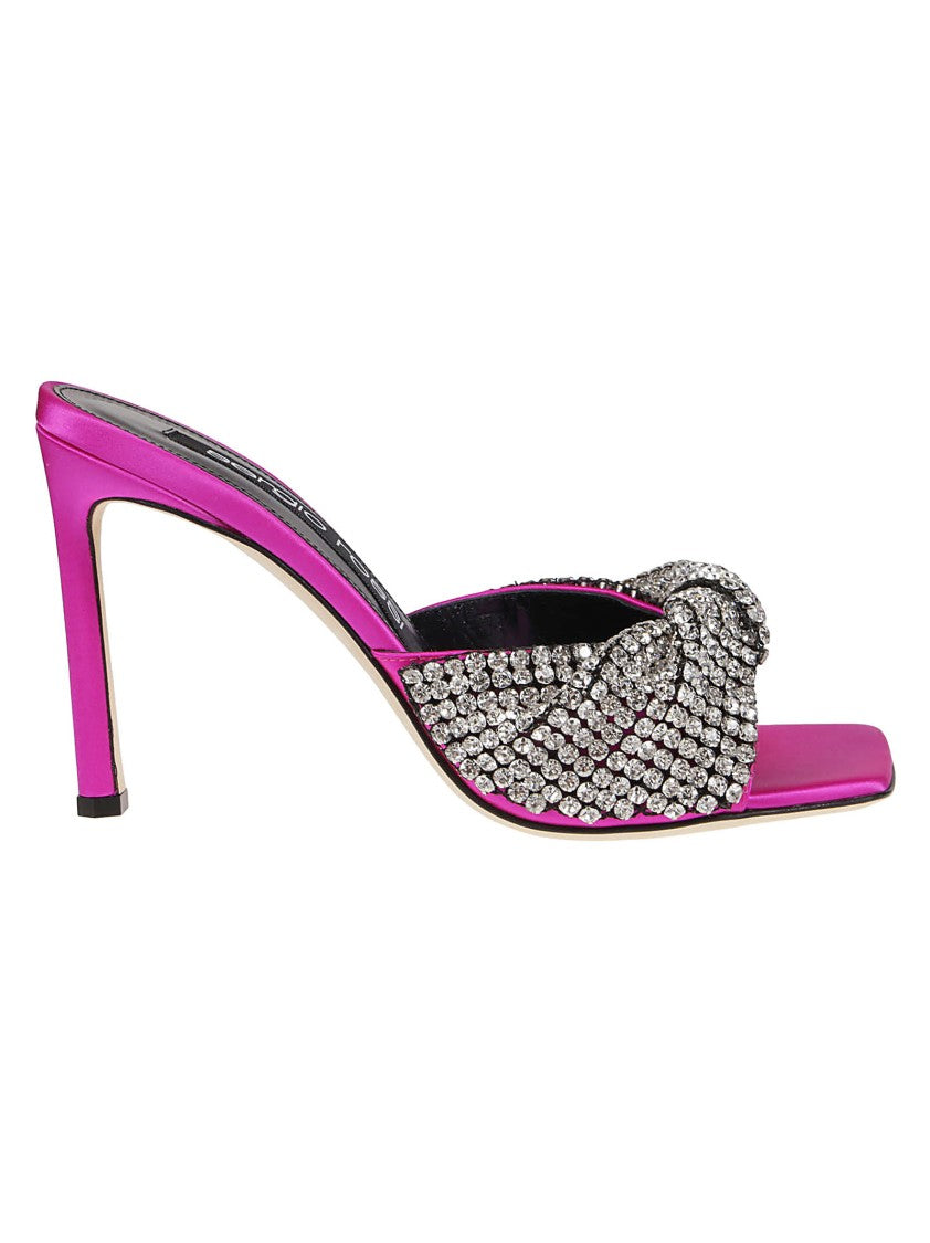 Sergio Rossi Sr Tyra Magenta Satin Mules