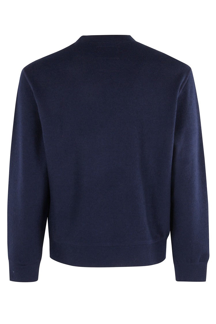 Circolo 1901 Crew Neck Sweater With Ribbed Cuffs In Deep Blue