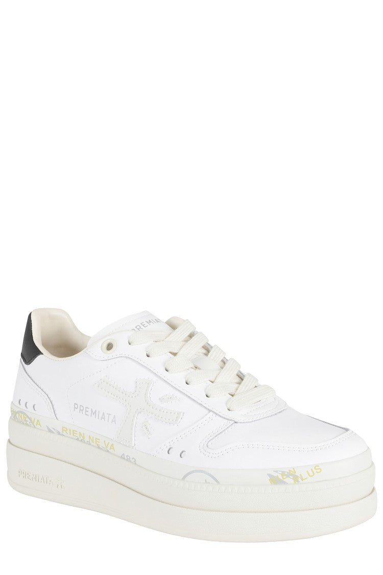 Premiata White Micol 8197 Side-Logo Leather Sneakers