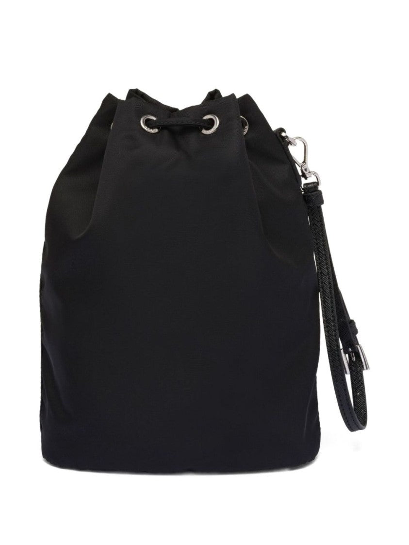 Prada Black Drawstring Bag With Detachable Wrist Strap