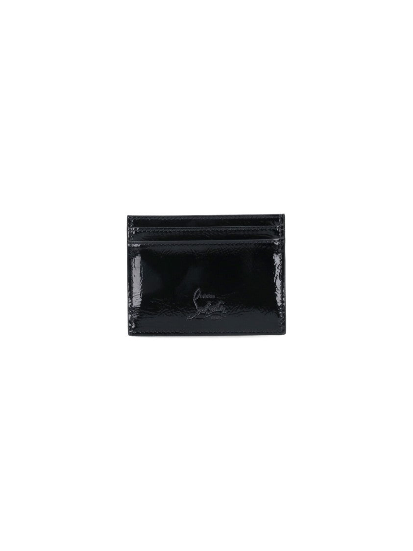 Christian Louboutin Crinkled Patent Leather Cardholder With Embossed Logo Detail