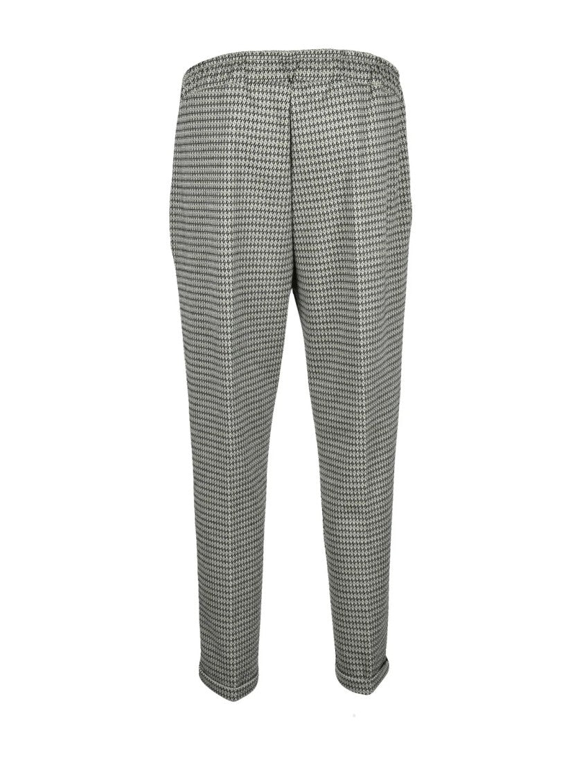 Think Cropped Tapered Pants With Subtle Houndstooth Pattern