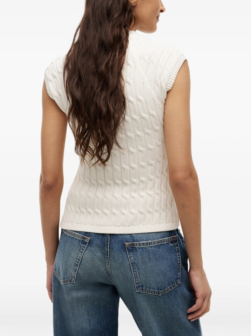 Tommy Hilfiger Mid Gg Cable Vest Cropped Gilet