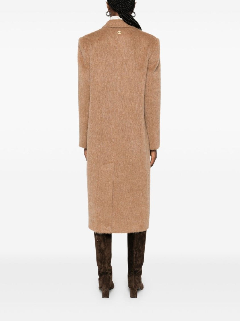 Twin-Set Tailored Camel Coat With Notched Lapel
