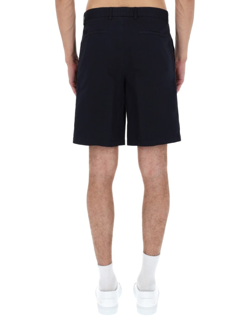 Zegna Neutrals Flat Front Cotton-Linen Shorts