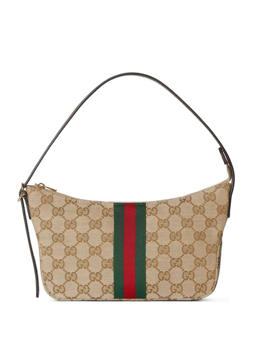 Gucci Sand Lunetta Gg Canvas Web Crossbody Bag